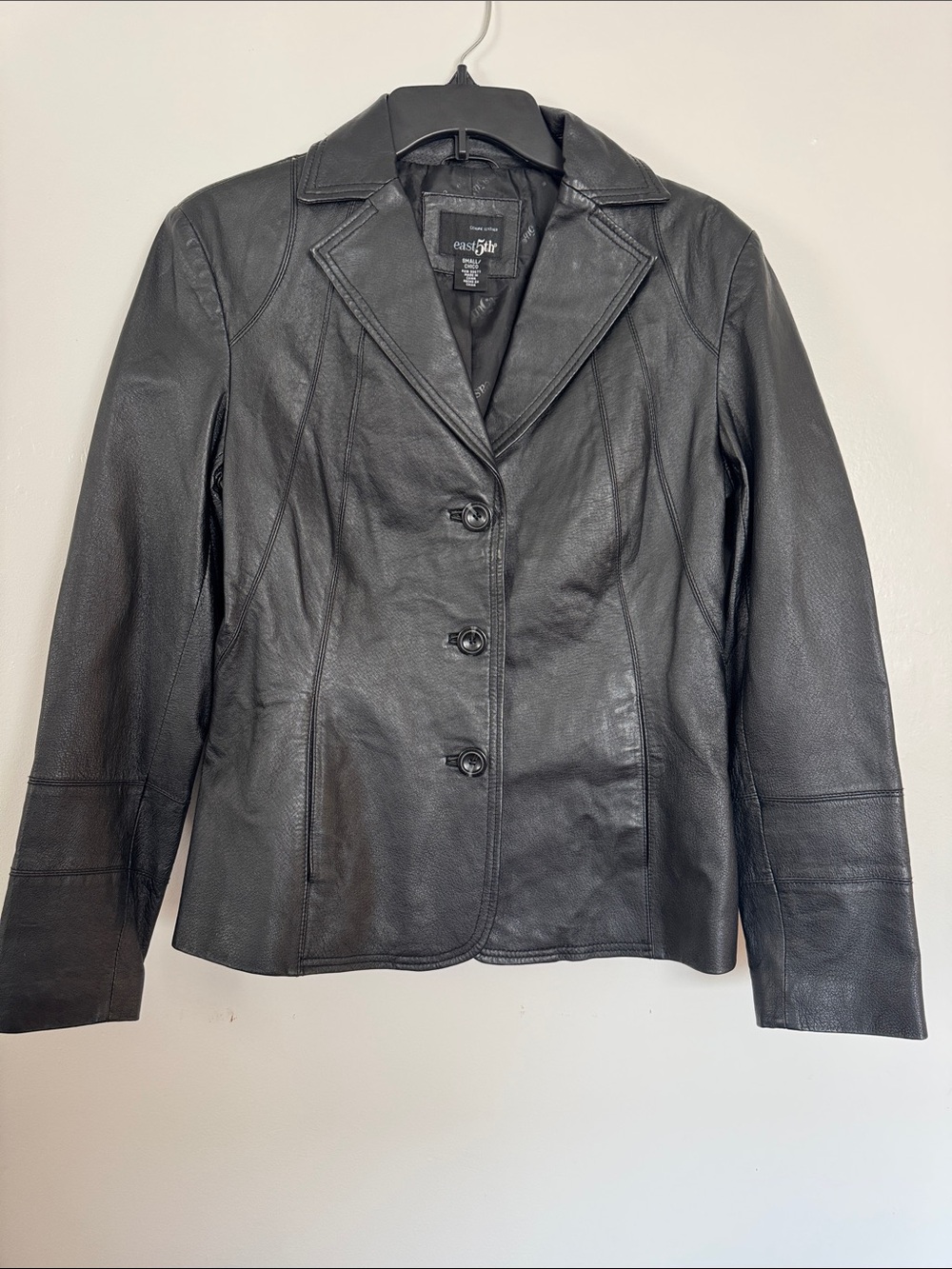East 5th Black Leather Tailored Blazer Jacket